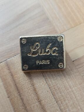 Vintage Luba Paris Gold Plated Logo Plaque